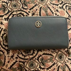Tory Burch Periwinkle Blue long zip wallet
